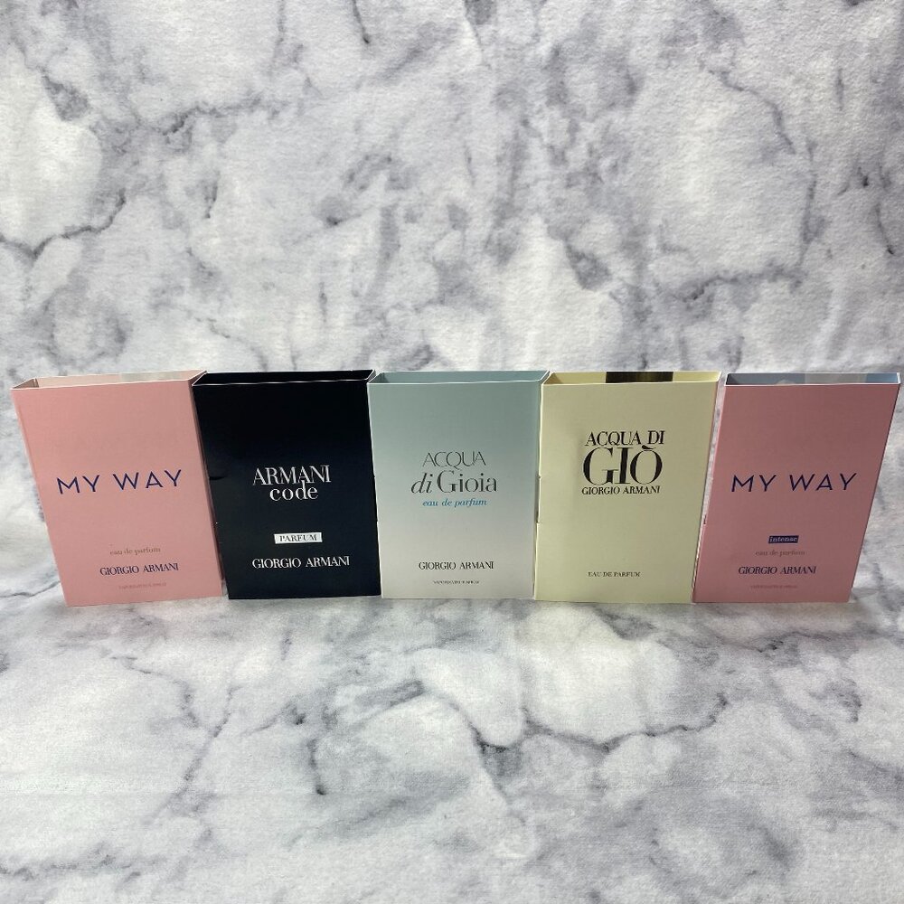 Lot of 5 Giorgio Armani Set,My Way EDP Acqua Di Gioia EDP 5x1.2ml 0.04oz-5pc-NEW